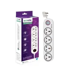 EcoLink 4 Way Spike & Surge Guard 6A Grey | 4 Socket Protector | Durable Build | Heat-Resistant Body | Safe Power Distribution | Pack of 1
