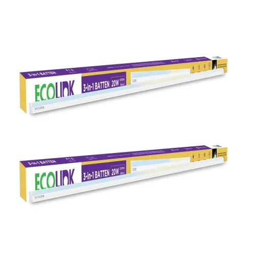 Image of EcoLink 4ft 20W LED Tubelight (3-in-1 Color) Pack of 2