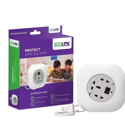 Image of EcoLink Extension Reel 4 Meter | Retractable Cable | Multi-Socket Power Reel | Heavy-Duty Build | Home, Shop & Workshop 