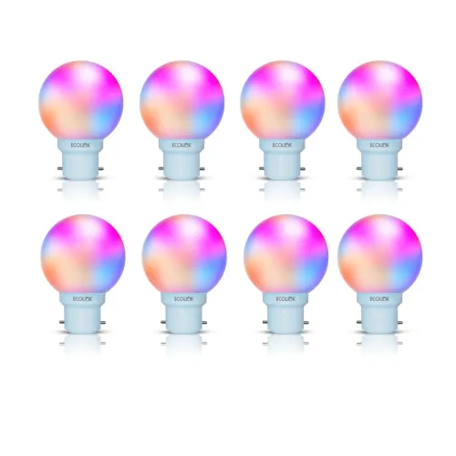Image of EcoLink NeoGlow 0.5-Watt Multicolour LED Bulb B22 Base Night Lamp (Pack of 8)