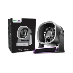 EcoLink Tiny Tornado Mini Fan (Grey Purple) | Compact & Portable Personal Fan | Powerful Airflow | USB Rechargeable | Quiet Cooling for Home, Office & Travel | Pack of 1