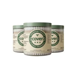 Ecovera Cotton Buds 300 Sticks | Paper Stick Cotton Swabs | 100% Pure Cotton | Safe for Ear Cleaning