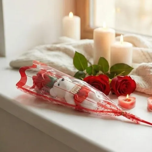 Image of eCraftIndia Artificial Red Rose