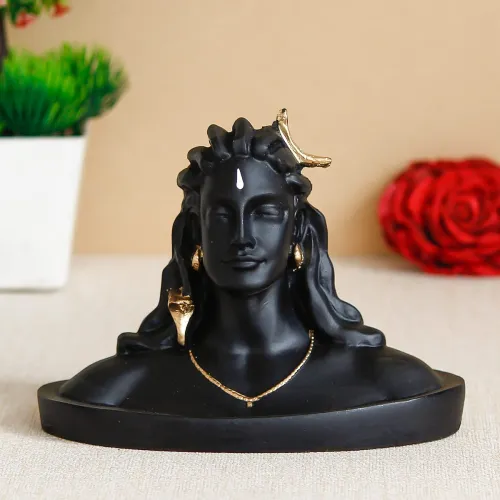 Image of eCraftIndia Black Resin HandcraftedStatue for Car Lord Shiva