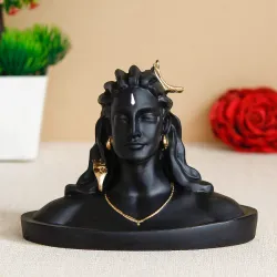 eCraftIndia Black Resin HandcraftedStatue for Car Lord Shiva