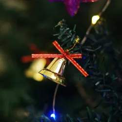 eCraftIndia Christmas Bells (Set of 12) Golden Jingle Bells with Red Ribbon | Christmas Tree Decoration Items | Xmas Gifts Ornaments Props Decorations Set for Home Church