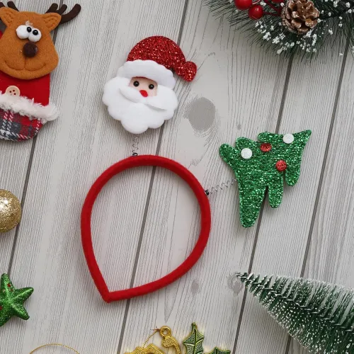 Image of eCraftIndia Christmas Glitter Santa Claus, Christmas Tree Headband