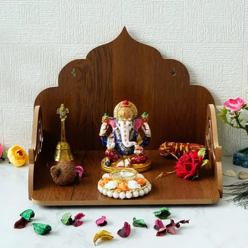Image of eCraftIndia Designer Laminated Wood Pooja Temple 
