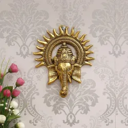 eCraftIndia Golden Metal Sun Decorative Ganesha