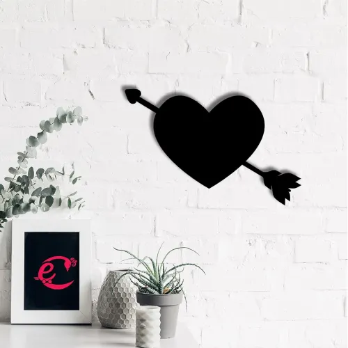 Image of eCraftIndia Heart & Love Arrow Wooden Wall Decor