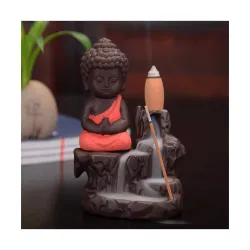 eCraftIndia Meditating Monk Buddha Backflow Incense Holder