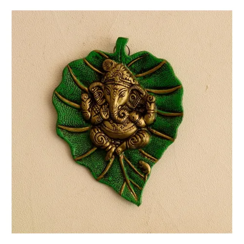 Image of eCraftIndia Metal Golden Lord Ganesha Idol