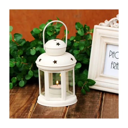 Image of eCraftIndia Metal Lantern Decoration with Tea Light Candle