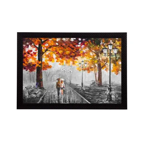 Image of eCraftIndia Romantic Couple Rain Wall Painting
