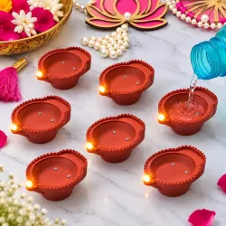 eCraftIndia Set of 6 + 1 Complimentary Diwali Water Sensor Diyas (7 Pcs)