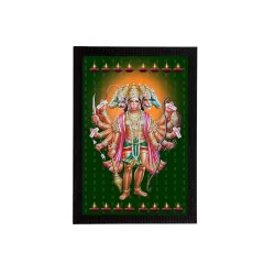 eCraftIndia Wood Panch Mukhi Lord Hanuman Satin Matt Texture Uv Art Painting