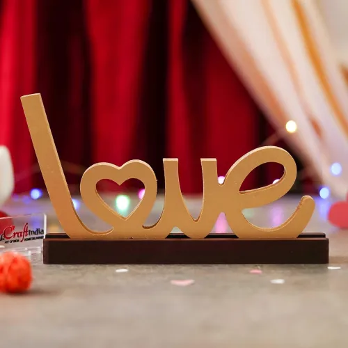 Image of eCraftIndia Wooden Love Sign Showpiece