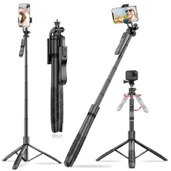 EDNITA E16 Selfie Stick Tripod Upgraded 61\' Long, Balance Handle, Hand Stabilizer,Stable Tripod for Anti Shake Shooting, 6 Section Telescopic Design Wide-Angle Photography