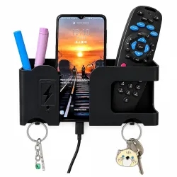 EDNITA Wall Mount Mobile Charging Holder with Storage Box