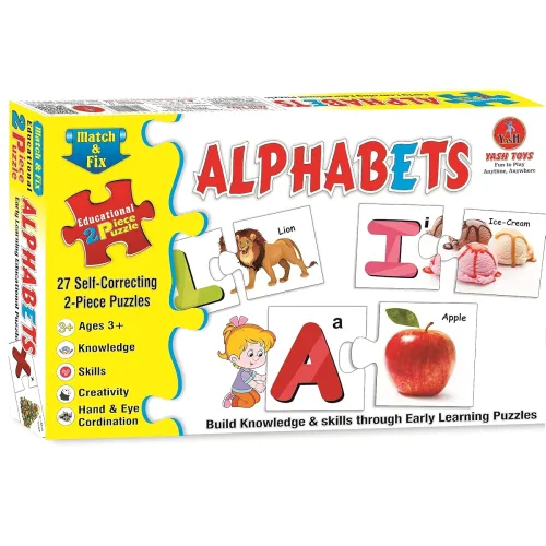 Image of Educational Alphabets Match & fIx 27 Self Correcting 2 Piece Puzzle for Kids (Alphabets)