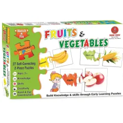 Educational Alphabets Match & fIx 27 Self Correcting 2 Piece Puzzle for Kids (Fruits & Vegetables)