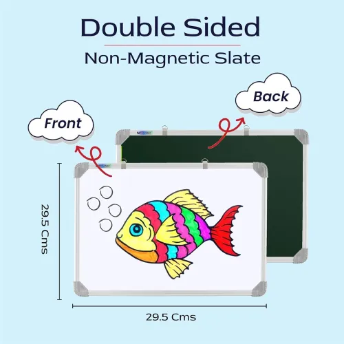 Image of Eduway 2-in-1 Kids Learning Slate, Chalk & Whiteboard (29x29cm)