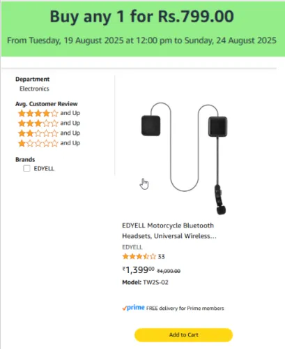 Image of EDYELL Motorcycle Bluetooth Headsets