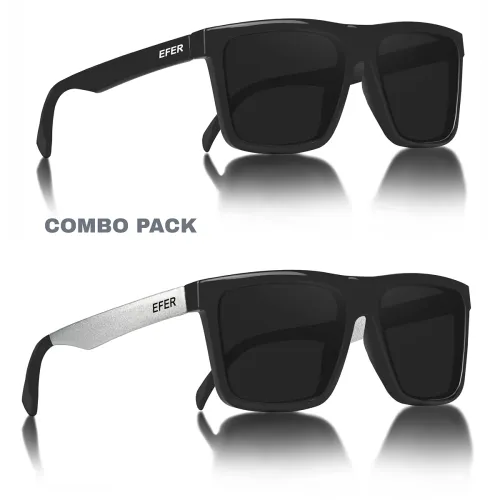 Image of EFERMONE® Combo Pack of 2 Polarised Sunglasses Men Women Stylish with Lens Cleaner | 