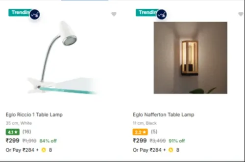 Image of Eglo Table Lamps at minimum 84% Discount