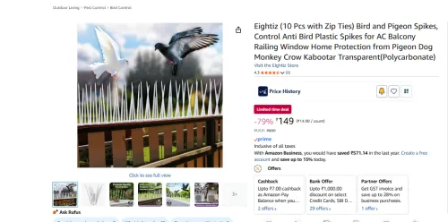 Image of Eightiz (10 Pcs with Zip Ties) Bird and Pigeon Spikes