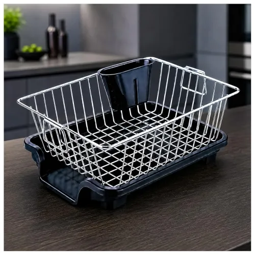Image of Eightiz Basket Drainer Dish for Kitchen Sink, Multipurpose Plastic Drain Basket with Water Drain Holes, Space Saving Fru