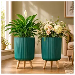 Eightiz Green Flower Pot with Legs Pack of 2