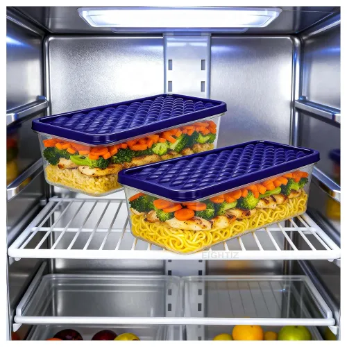 Image of Eightiz Tight Plastic Food Fridge Storage Containers Set for Kitchen | Pantry Organizers Accessories Items,Storage Boxes