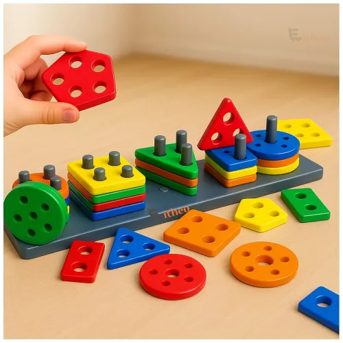 Image of EITHEO Geometric Angle Blocks for Kids | 26 Pcs Montessori Sorting & Stacking Educational Toy | Colorful Shape Sorter Pu