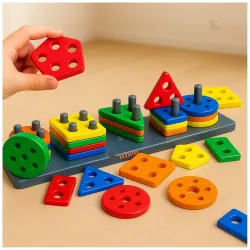 EITHEO Geometric Angle Blocks for Kids | 26 Pcs Montessori Sorting & Stacking Educational Toy | Colorful Shape Sorter Pu