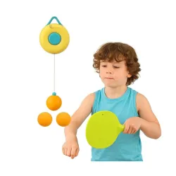 Eitheo Indoor Hanging Table Tennis Set for Kids, Table Tennis Self Training Game Set with 3 Ping Pong Balls & 1 Pair Paddle, Ping Pong Training Set Portable Adjustable Game for Kids - Multic...