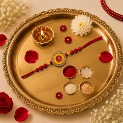 EITHEO OM Symbol Rakhi for Brother, Handmade Raksha Bandhan Thread with Crystal