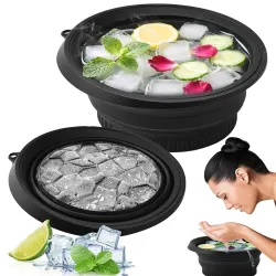 Eitheo Silicone Face Bowl for Ice with Built-In Ice Tray | Collapsible Ice Facial Bowl for Face Ice Bath | Portable Foldable BPA-Free Facial Ice Plunge Tub for Home Skincare | Ice Water Faci...