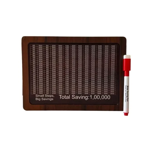 Image of Eitheo Wooden Piggy Bank (1 Lakh Capacity, Savings & Challenge Box)