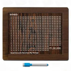 Eitheo Wooden Piggy Bank 1 Lakh Money Saving Box with Numbers