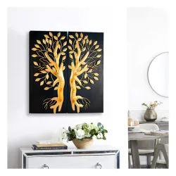 Ekhasa Nostrae Wood Metal Wall Decor for Living Room and Bedroom