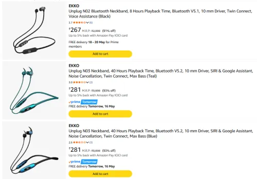 Image of Ekko Earphone Starting @ ₹267