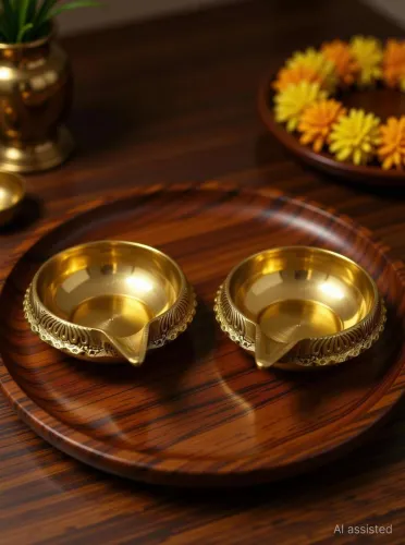 Image of El ROYALE DECOR Kuber Deepak for Pooja Brass (Pack of 2)