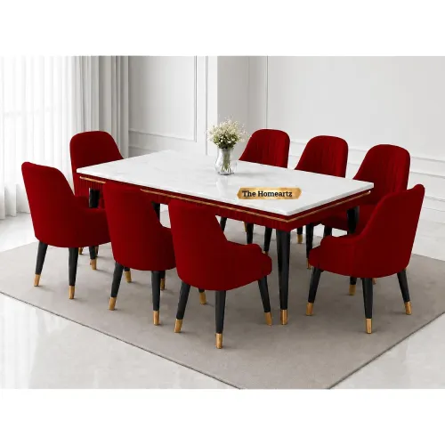 Image of Elara Modern Dining Table Set 8-Seater Wooden Dining Table Set
