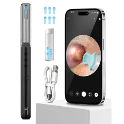 ELECTOMANIA Wireless Ear Wax Removal Tool Kit with 1296P HD Camera 6 LED Lights & Wifi