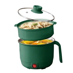 Electric Multipurpose Cooking Pot 1.2L with Steamer Basket & Glass Lid 