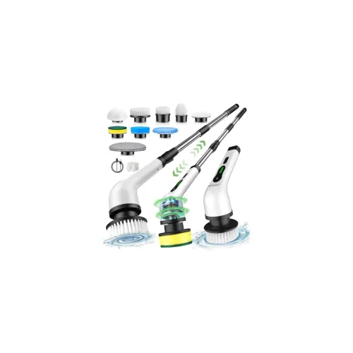 Image of Electric Spin Scrubber with 9 Brush Heads & Extension Handle