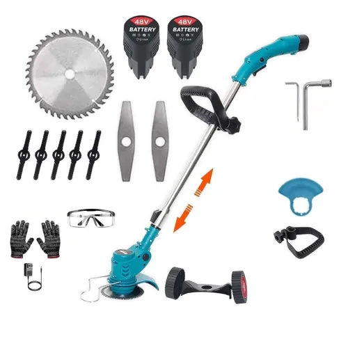 Image of Electric Wireless Rechargeable Edge Cutter 48V - 25cm Cutting Width | 2-in-1 Mower & Trimmer | Adjustable Height | 3 Bla