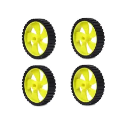 Electronic Spices Pack of 4 wheel-4512 Robot Durable Rubber Tire Yellow wheel