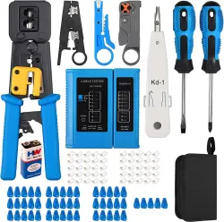ELECTRO WOLF RJ45 Crimping Tool Kit with Cable Tester and Connectors